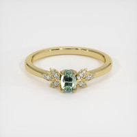 0.46 Ct. Green Sapphire Ring, 14K Yellow Gold 1