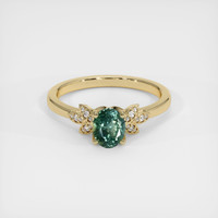 1.23 Ct. Bluish Green Sapphire Ring, 14K Yellow Gold 1