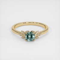 0.85 Ct. Greyish Blue Sapphire Ring, 14K Yellow Gold 1