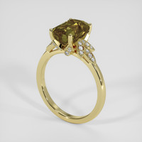 3.65 Ct. Greenish Brown Sapphire Ring, 14K Yellow Gold 2