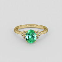 0.88 Ct. Emerald Ring, 18K Yellow Gold 1
