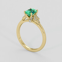 0.88 Ct. Emerald Ring, 18K Yellow Gold 2