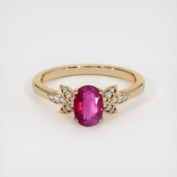 0.90 Ct. Ruby Ring, 18K Yellow Gold 1
