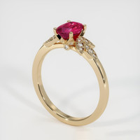 0.88 Ct. Ruby Ring, 18K Yellow Gold 2