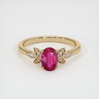 0.70 Ct. Pinkish Red Ruby Ring, 18K Yellow Gold 1