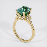 5.16 Ct. Bluish Green Sapphire Ring, 18K Yellow Gold 2