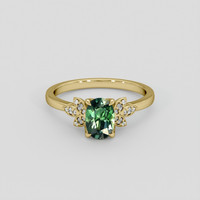 1.16 Ct. Green Sapphire Ring, 18K Yellow Gold 1