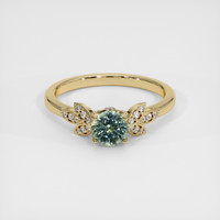 0.90 Ct. Yellowish Green Sapphire Ring, 18K Yellow Gold 1