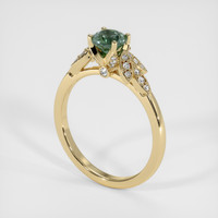 0.90 Ct. Yellowish Green Sapphire Ring, 18K Yellow Gold 2