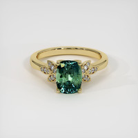 3.08 Ct. Bluish Green Sapphire Ring, 18K Yellow Gold 1