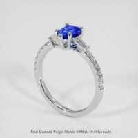0.94 Ct. Blue Sapphire Ring, 18K White Gold 2