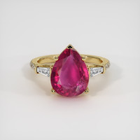 4.60 Ct. Pinkish Red Rubellite Tourmaline Ring, 10K Yellow Gold 1