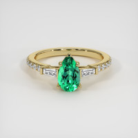 0.95 Ct. Emerald Ring, 18K Yellow Gold 1