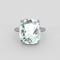 10.50 Ct. Bluish Green Aquamarine Ring, Platinum 950 1