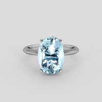 5.99 Ct. Blue Aquamarine Ring, Platinum 950 1
