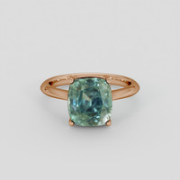 4.50 Ct. Bluish Green Sapphire Ring, 18K Rose Gold 1