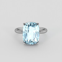 7.08 Ct. Blue Aquamarine Ring, 10K White Gold 1
