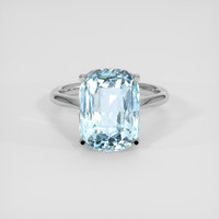 7.08 Ct. Blue Aquamarine Ring, 14K White Gold 1