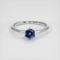 0.82 Ct. Blue Sapphire Ring, 14K White Gold 1