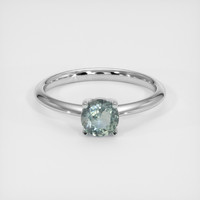 0.89 Ct. Bluish Green Sapphire Ring, 14K White Gold 1