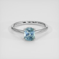 1.38 Ct. Greenish Blue Sapphire Ring, 14K White Gold 1