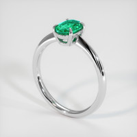 0.74 Ct. Emerald Ring, 18K White Gold 2