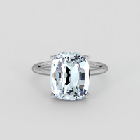 6.66 Ct. Blue Aquamarine Ring, 18K White Gold 1