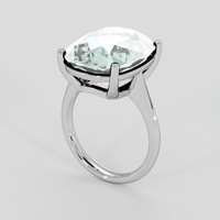 10.50 Ct. Bluish Green Aquamarine Ring, 18K White Gold 2