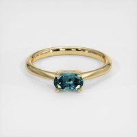 0.51 Ct. Greenish Blue Sapphire Ring, 10K Yellow Gold 1