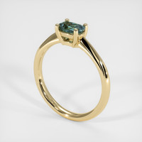 0.51 Ct. Greenish Blue Sapphire Ring, 10K Yellow Gold 2