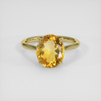 3.87 Ct. Yellow Citrine Ring, 14K Yellow Gold 1