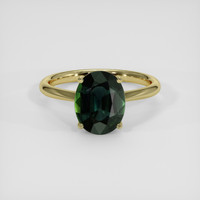 3.03 Ct. Bluish Green Sapphire Ring, 14K Yellow Gold 1