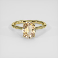 3.34 Ct. Peach Sapphire Ring, 14K Yellow Gold 1