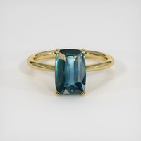 3.05 Ct. Bluish Green Sapphire Ring, 14K Yellow Gold 1