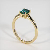 0.99 Ct. Greenish Blue Sapphire Ring, 14K Yellow Gold 2