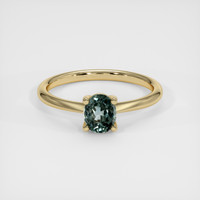 0.76 Ct. Bluish Green Sapphire Ring, 14K Yellow Gold 1