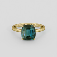 4.11 Ct. Greenish Blue Sapphire Ring, 14K Yellow Gold 1