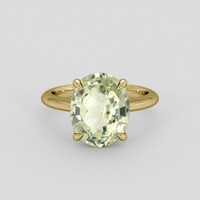4.74 Ct. Greenish Yellow Sapphire Ring, 14K Yellow Gold 1