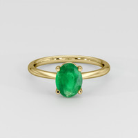 1.02 Ct. Emerald Ring, 18K Yellow Gold 1
