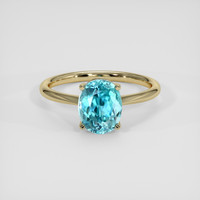 3.58 Ct. Greenish Blue Zircon Ring, 18K Yellow Gold 1