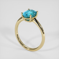 3.58 Ct. Greenish Blue Zircon Ring, 18K Yellow Gold 2