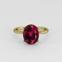 3.26 Ct. Pinkish Red Rubellite Tourmaline Ring, 18K Yellow Gold 1