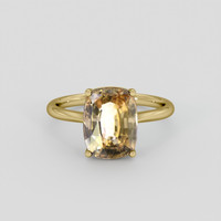 5.80 Ct. Yellowish Brown Zircon Ring, 18K Yellow Gold 1
