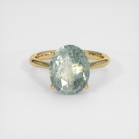 4.70 Ct. Bluish Green Sapphire Ring, 18K Yellow Gold 1