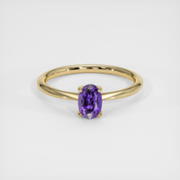 0.74 Ct. Purple Sapphire Ring, 18K Yellow Gold 1