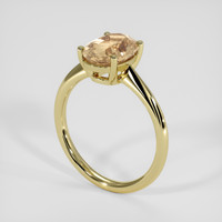 3.34 Ct. Peach Sapphire Ring, 18K Yellow Gold 2