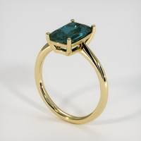 3.05 Ct. Bluish Green Sapphire Ring, 18K Yellow Gold 2