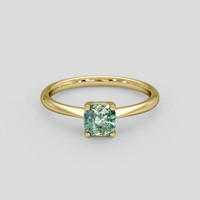 1.02 Ct. Bluish Green Sapphire Ring, 18K Yellow Gold 1