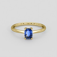 0.73 Ct. Blue Sapphire Ring, 18K Yellow Gold 1