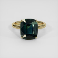 5.57 Ct. Bluish Green Sapphire Ring, 18K Yellow Gold 1